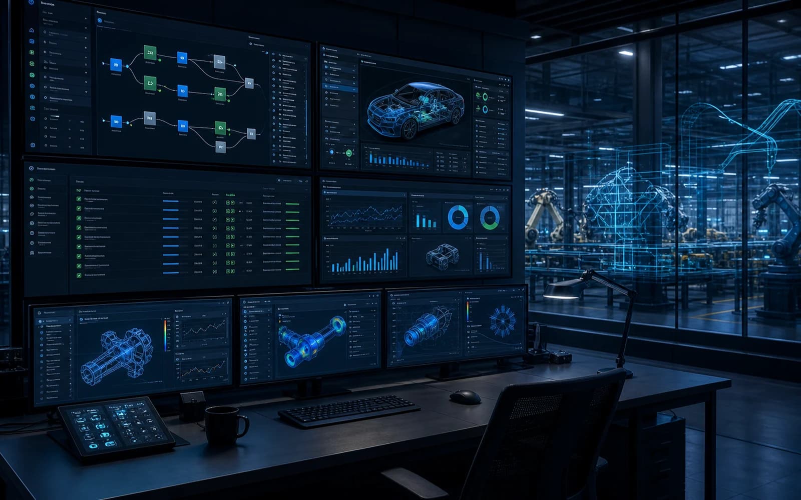 Industrial engineering automation dashboard with digital CAE workflow orchestration